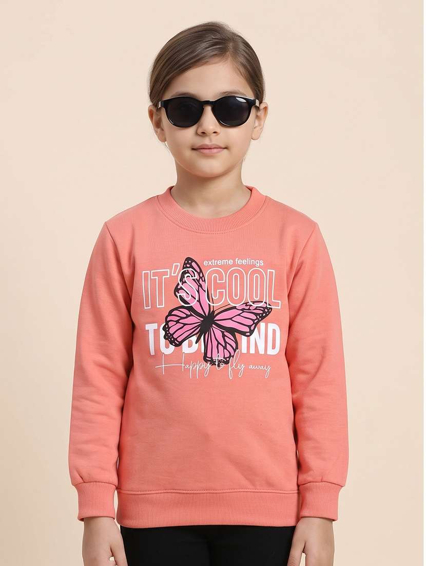 girls printed long sleeves regular fit sweatshirt