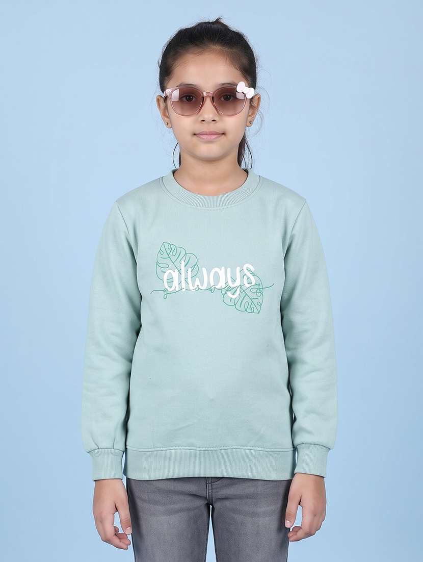 girls printed long sleeves regular fit sweatshirt