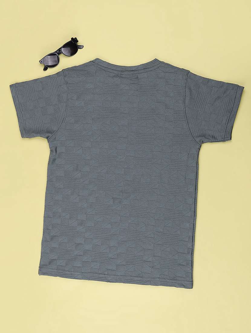 Boys Self Design Short Sleeves Regular Fit T-shirt - 22573851 -  Standard Image - 3
