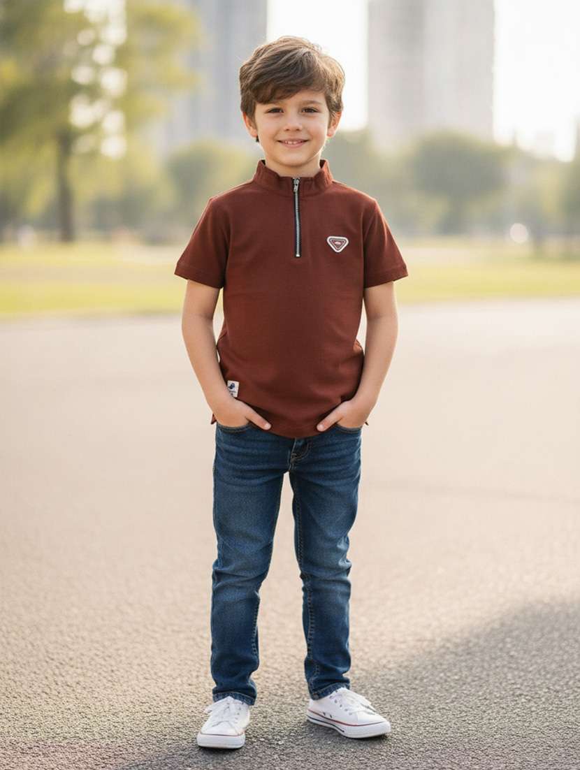 boys solid short sleeves regular fit  t-shirt