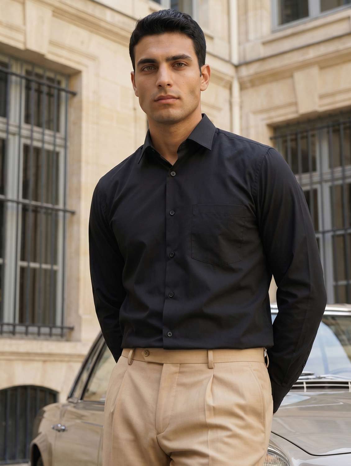 men solid long sleeves formal shirt