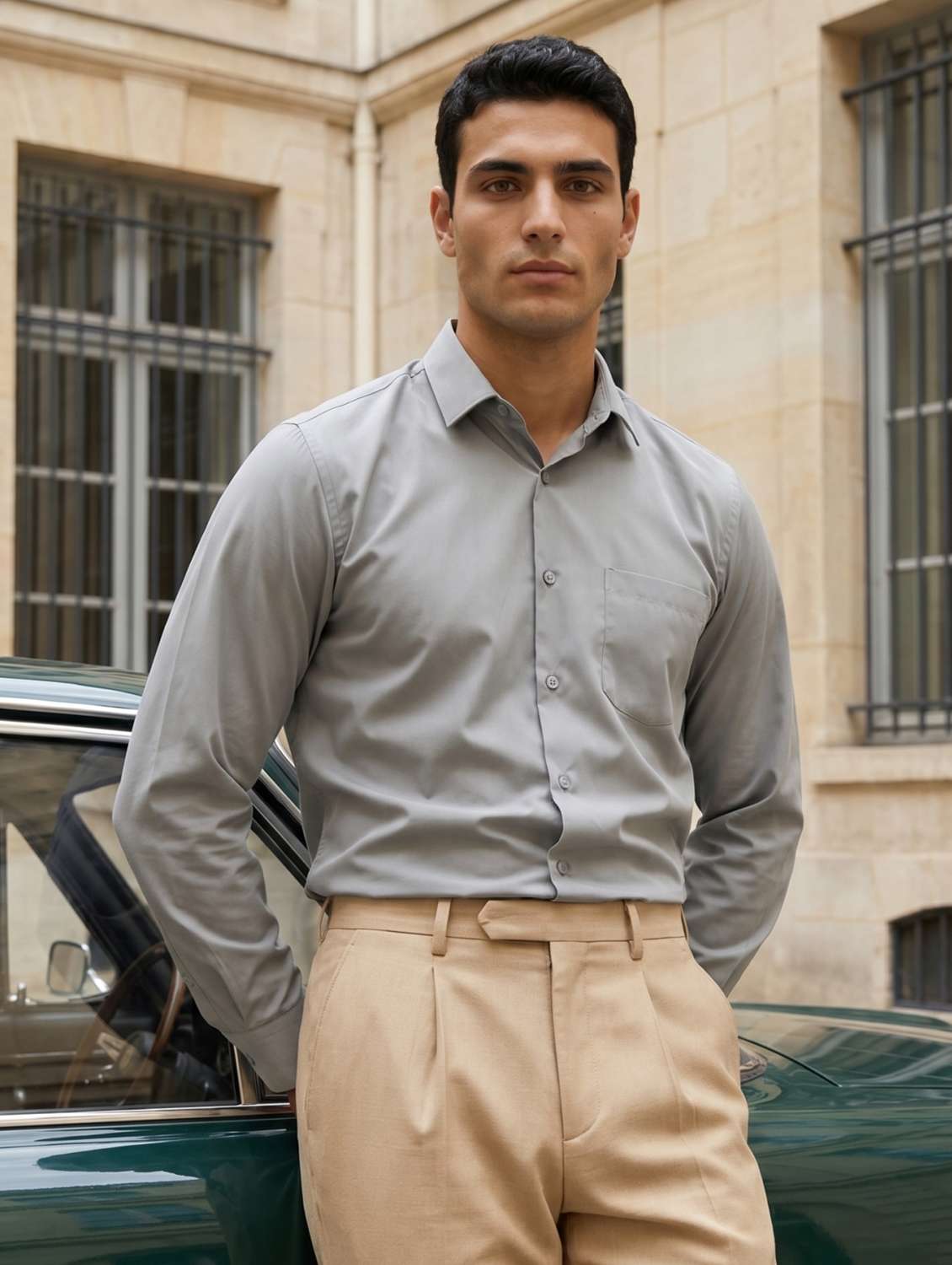 men solid long sleeves formal shirt
