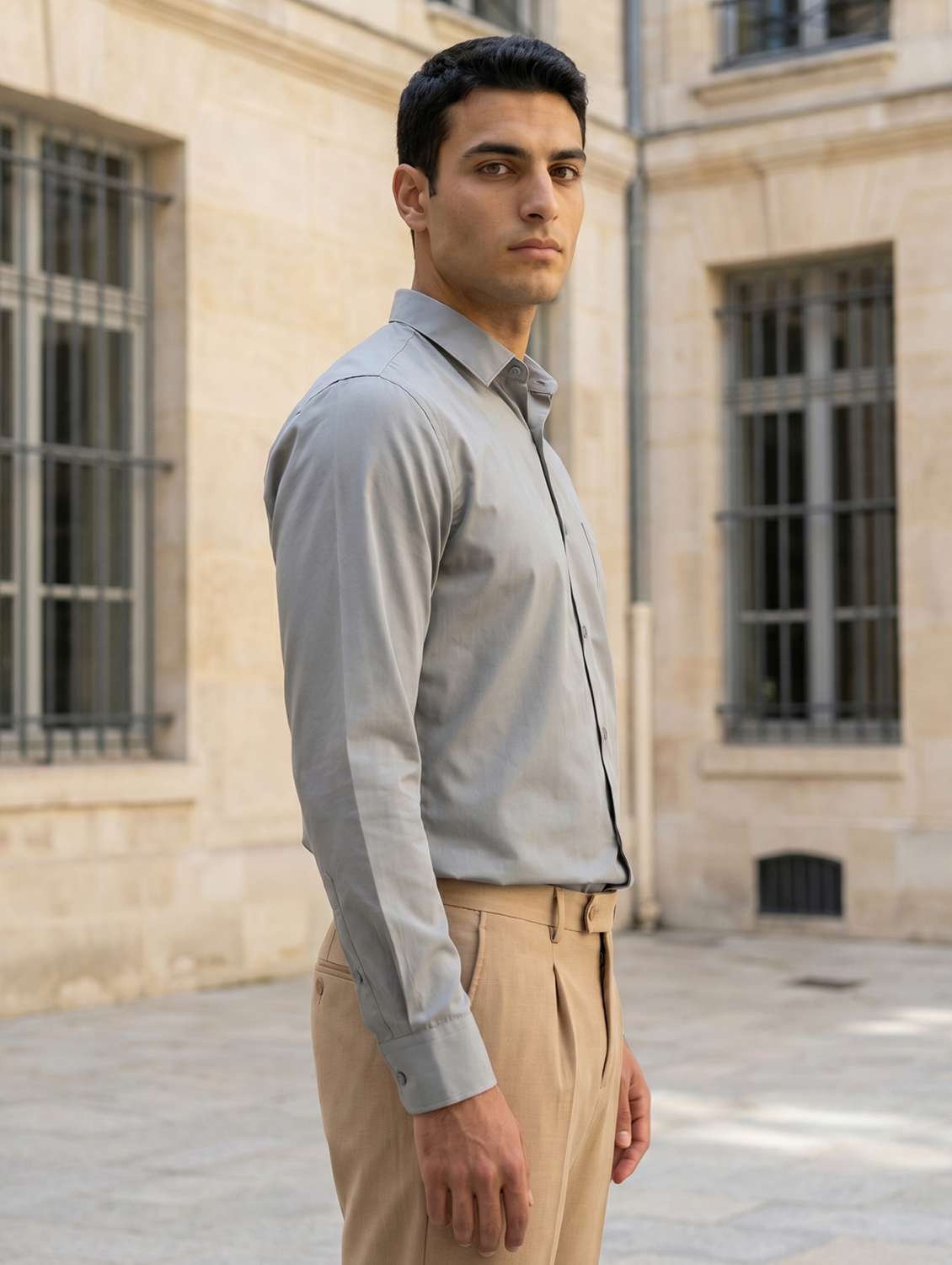 men solid long sleeves formal shirt - 22574293 -  Standard Image - 3