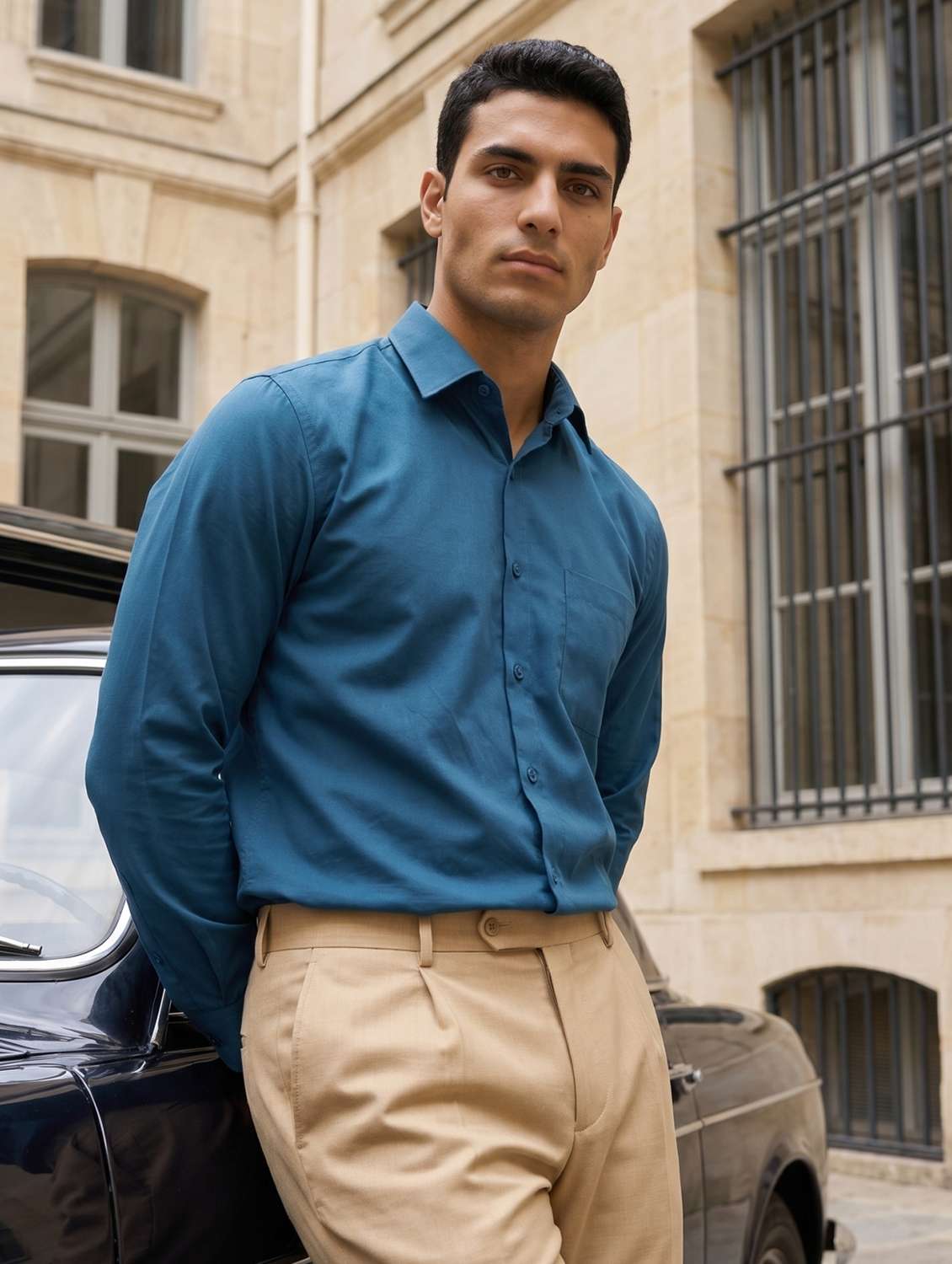 men solid long sleeves formal shirt
