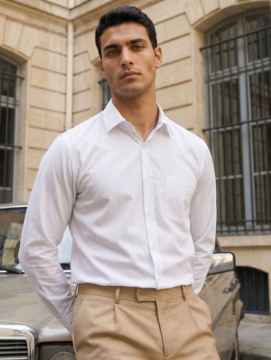 men solid long sleeves formal shirt