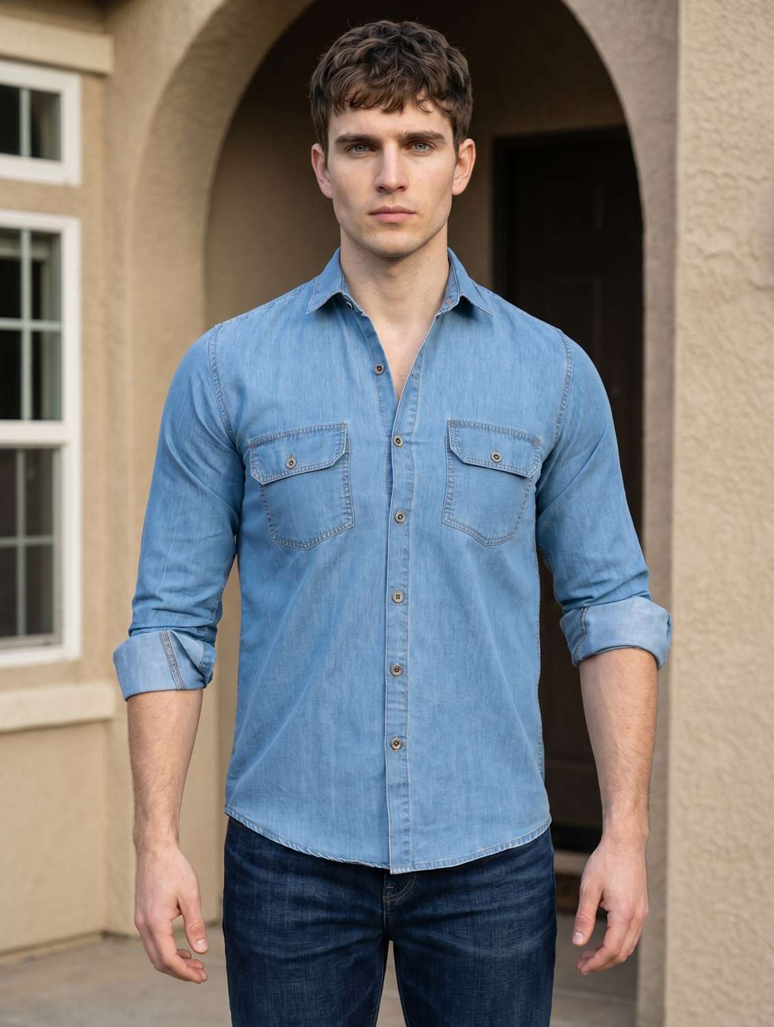 men solid long sleeves casual shirt