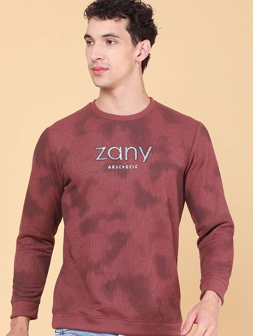 red cotton blend chest print tshirt