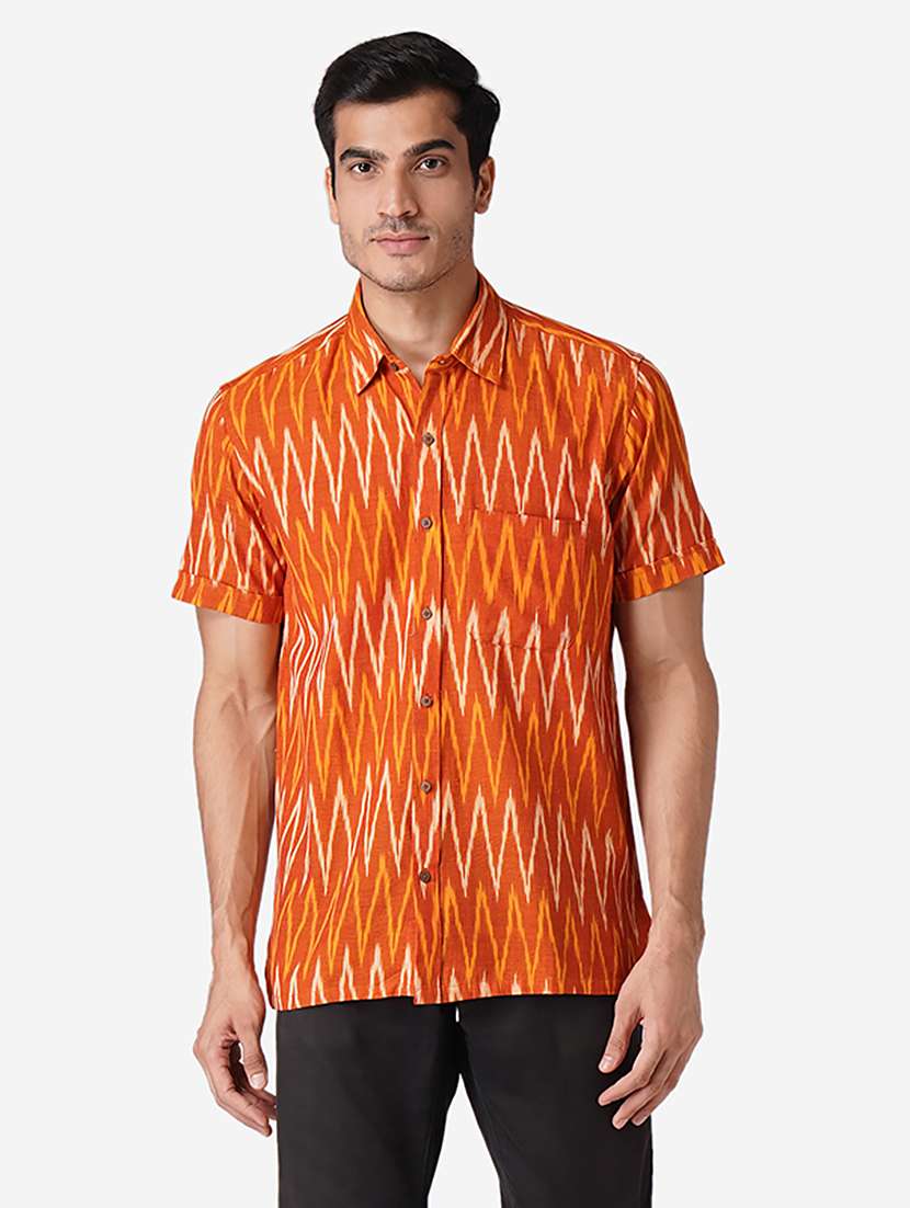 men printed short sleeves regular fit shirt