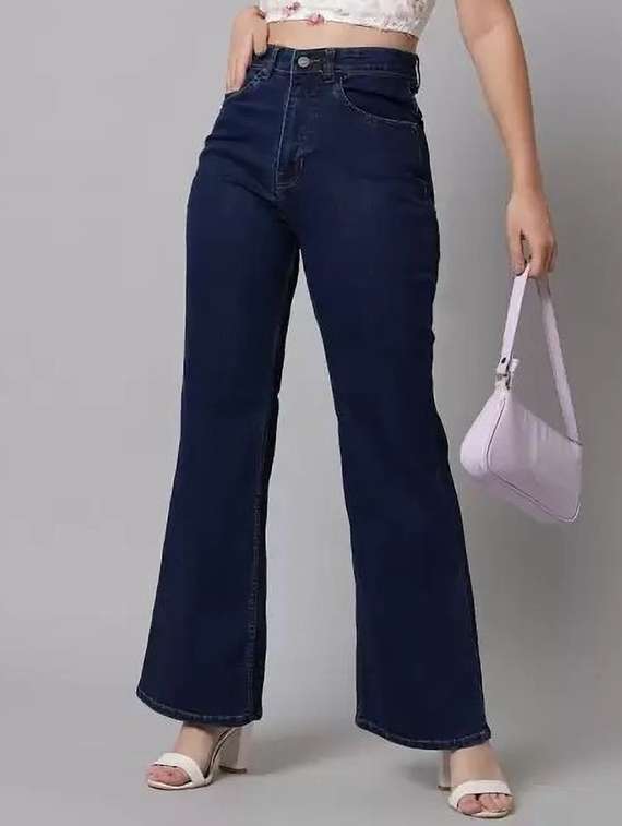women washed mid rise bootcut jeans