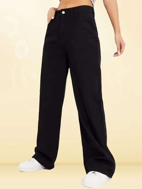 women solid mid rise relaxed fit jeans