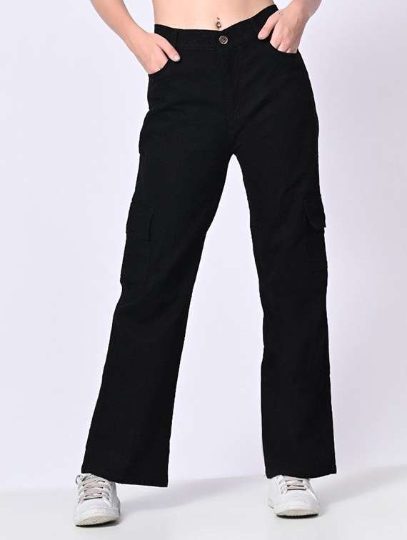 women solid mid rise straight jeans