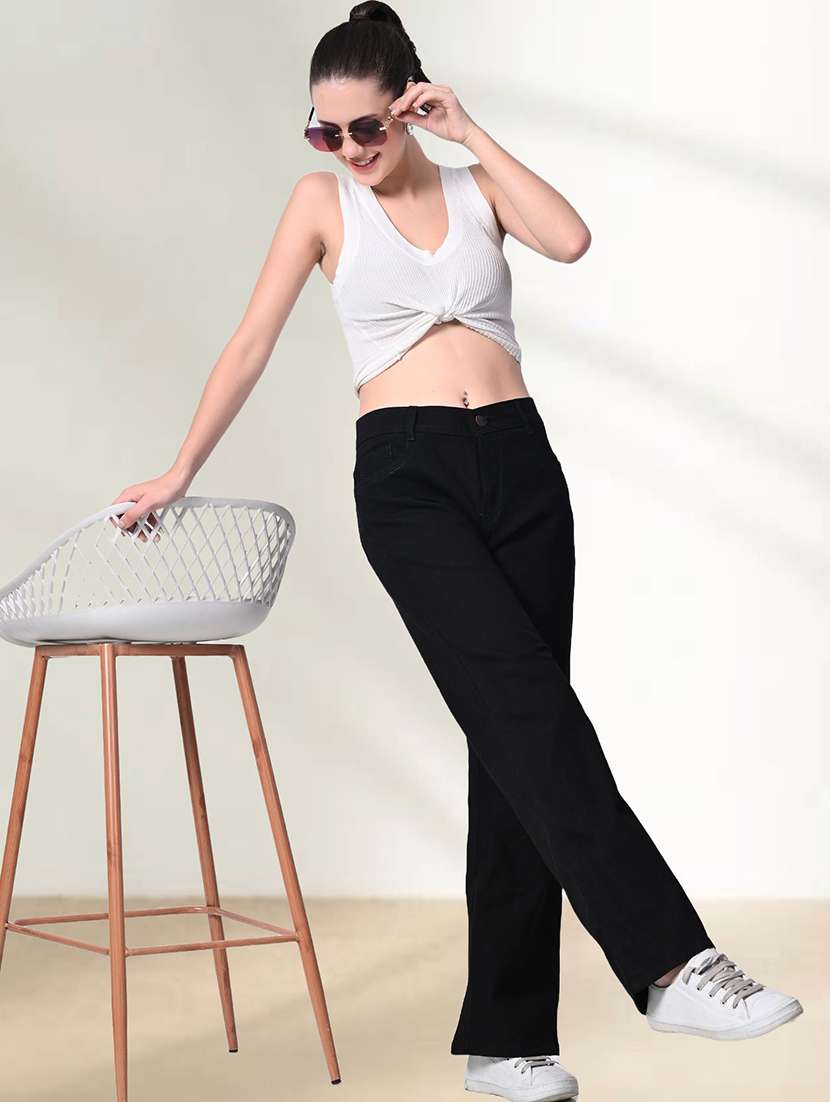 women solid mid rise straight jeans - 22575316 -  Standard Image - 3
