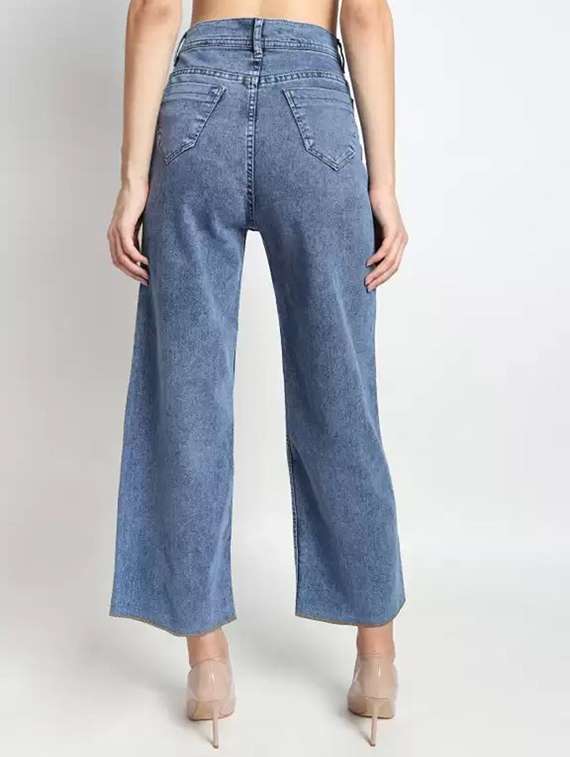 women washed high rise wide leg jeans - 22575321 -  Standard Image - 3
