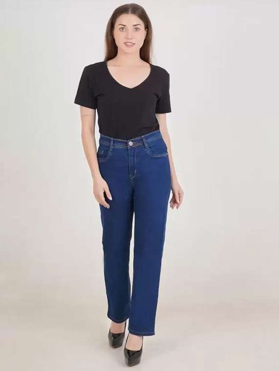 women solid mid rise straight jeans - 22575349 -  Standard Image - 3