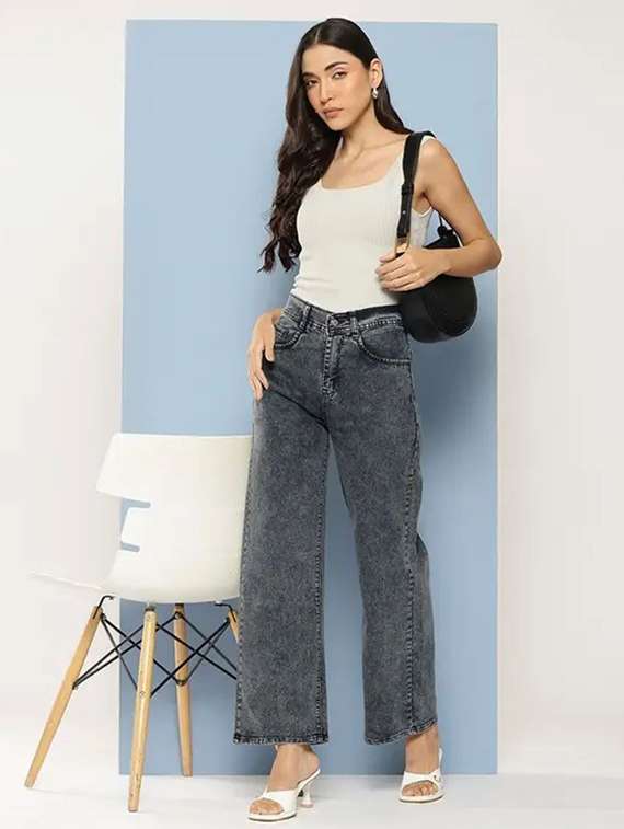 women washed mid rise straight jeans - 22575388 -  Standard Image - 3