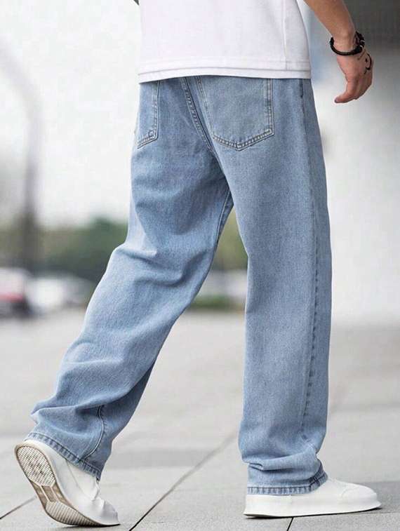 men washed mid rise baggy jeans - 22575491 -  Standard Image - 3