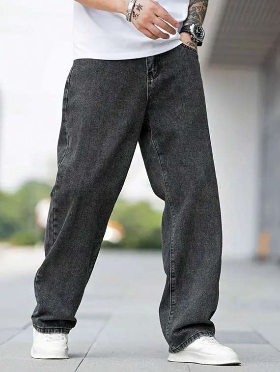 men washed mid rise relaxed fit jeans