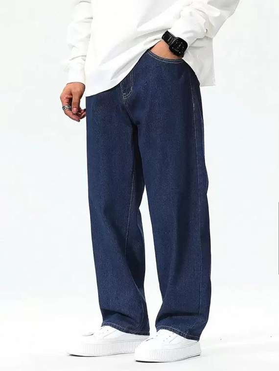 men solid mid rise relaxed fit jeans