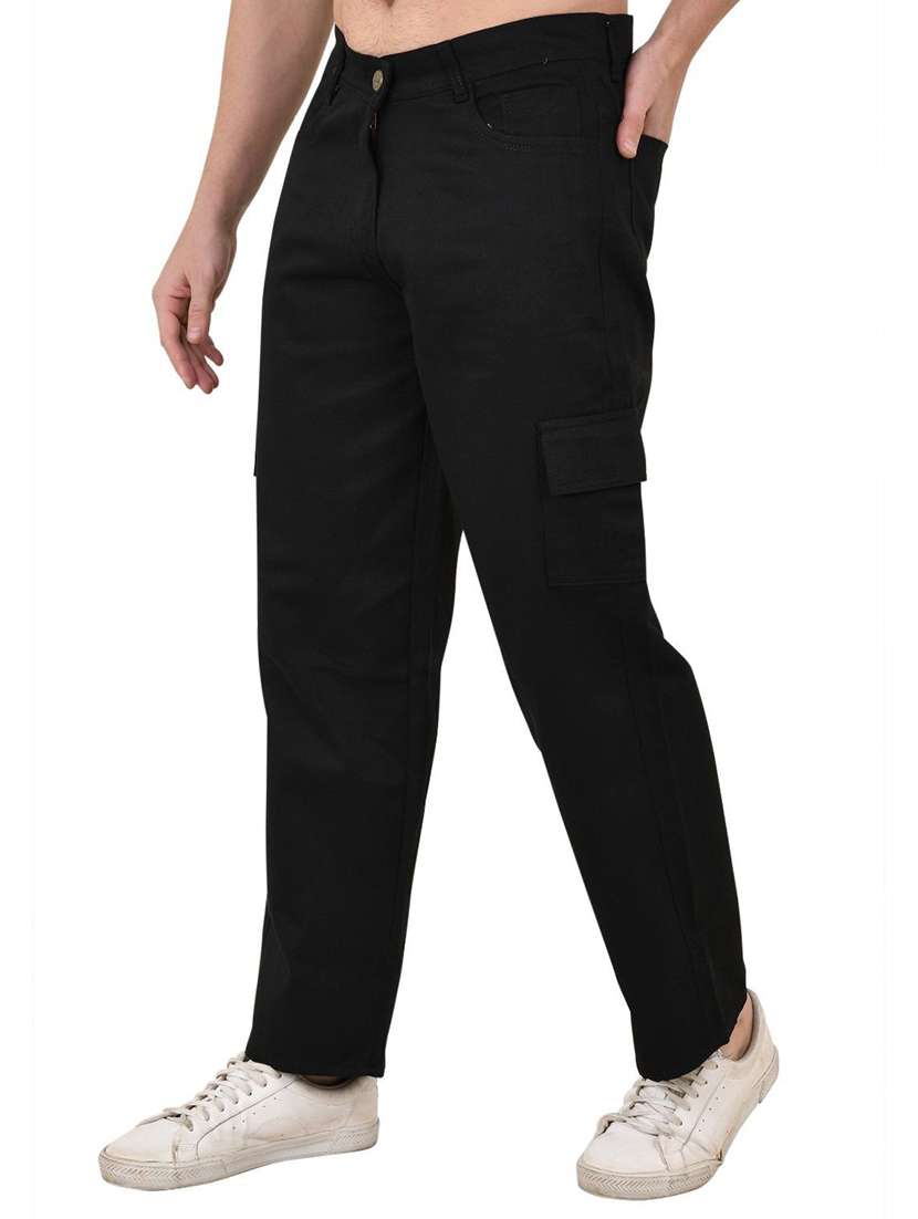 men solid mid rise cargo jeans