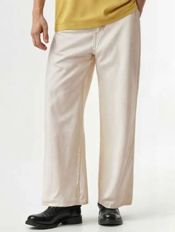 men solid mid rise straight jeans