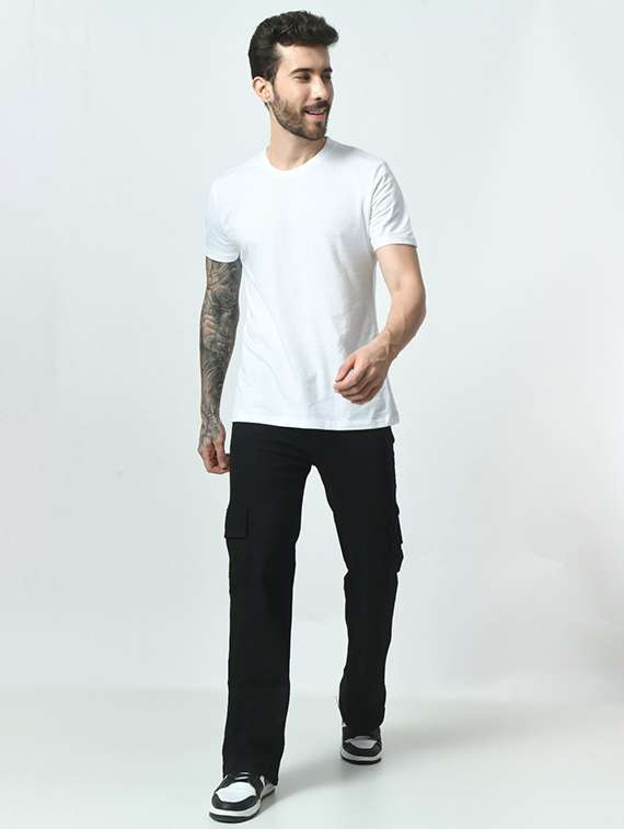 men solid mid rise regular fit cargo jeans - 22575812 -  Standard Image - 3