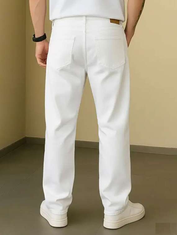 men solid mid rise slashed knee straight jeans - 22575836 -  Standard Image - 3