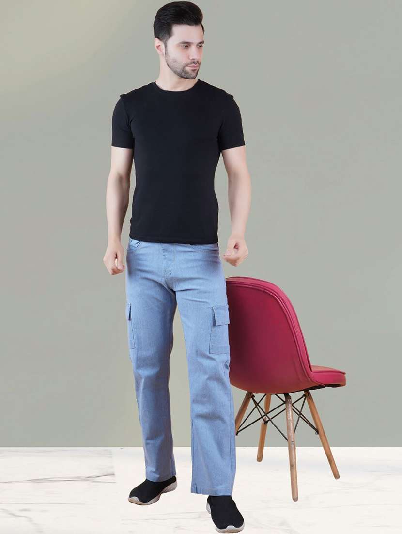 men solid mid rise regular fit cargo jeans - 22575954 -  Standard Image - 3
