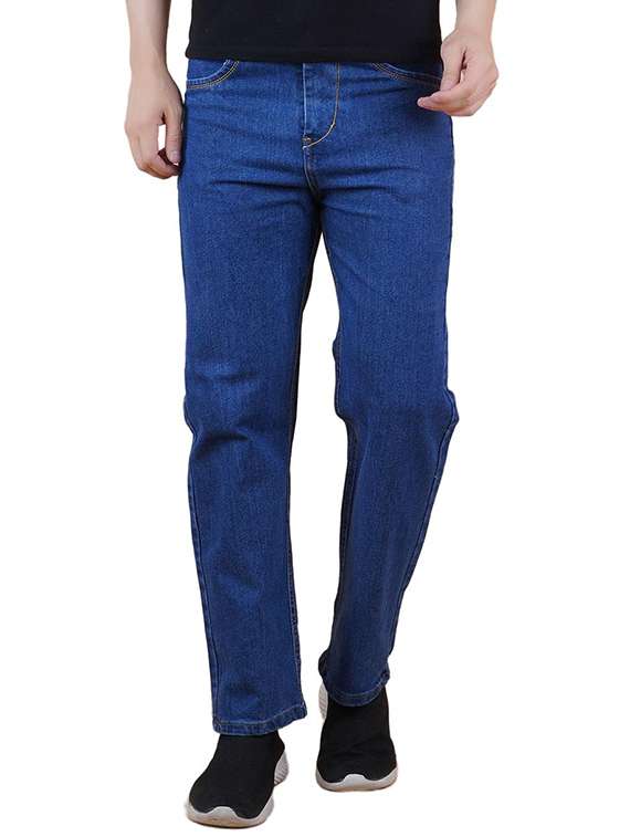 men solid mid rise straight jeans