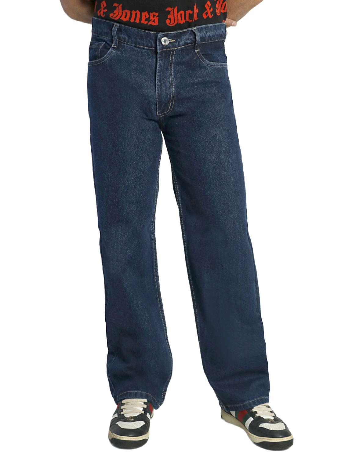 men solid mid rise straight jeans