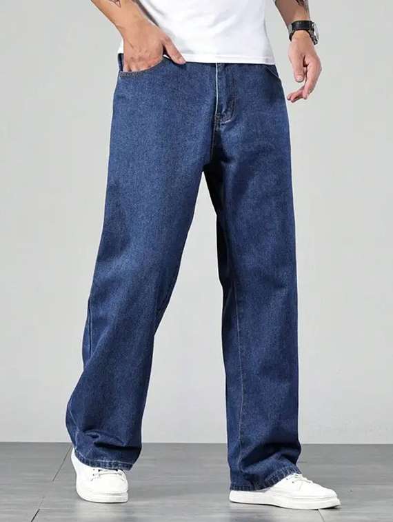 men solid mid rise straight jeans