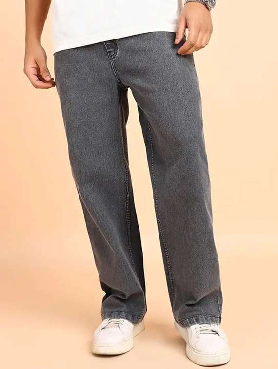 men solid mid rise straight jeans