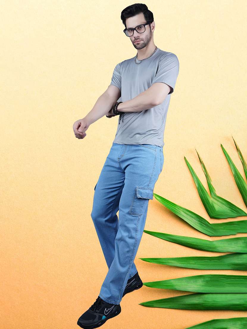 men solid mid rise cargo jeans - 22576058 -  Standard Image - 3
