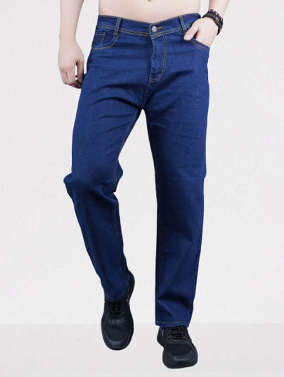 men solid mid rise straight jeans