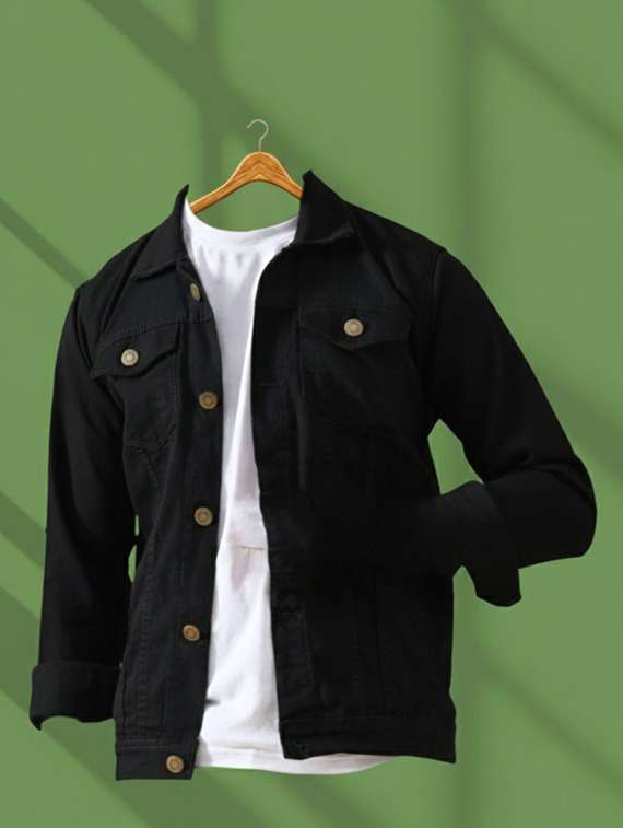 men solid long sleeves regular fit denim jacket - 22576083 -  Standard Image - 3