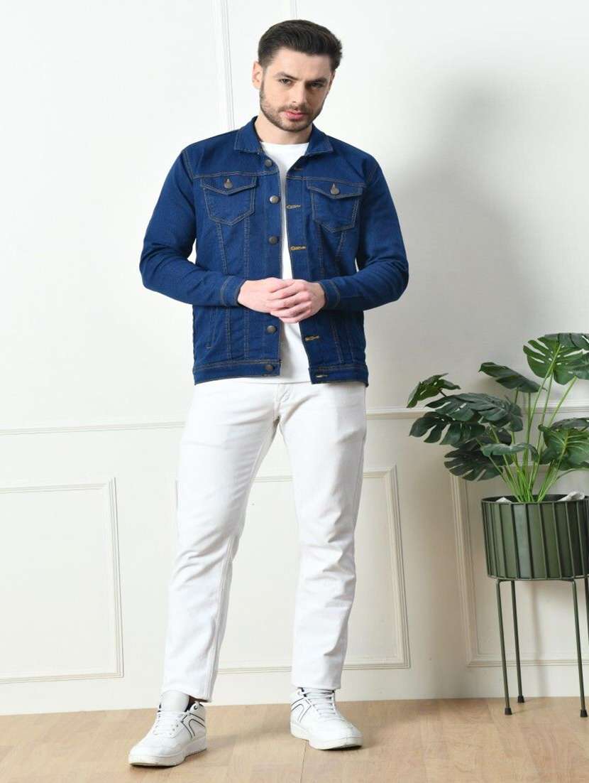 Men Solid Long Sleeves Denim Jacket - 22576084 -  Standard Image - 3