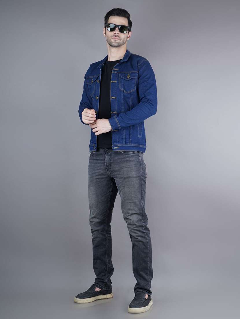 men solid long sleeves denim jacket - 22576100 -  Standard Image - 3