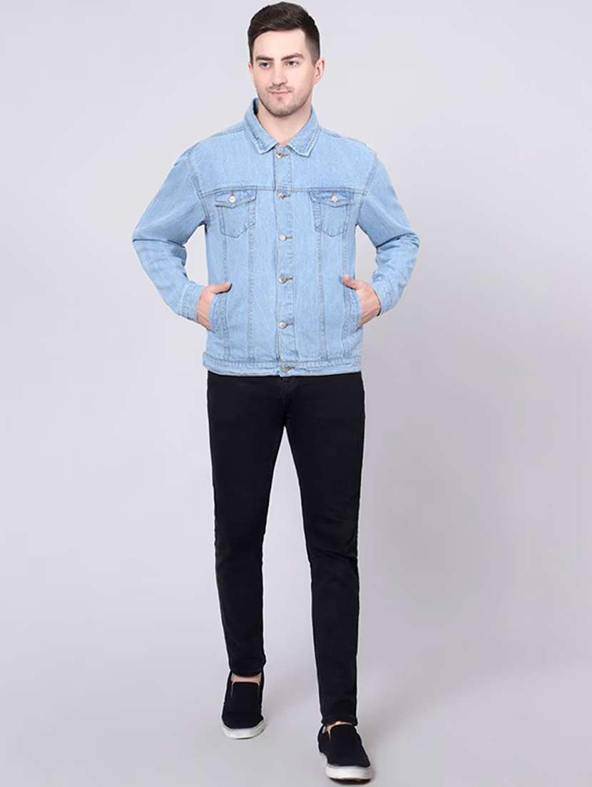 men washed long sleeves denim jacket - 22576208 -  Standard Image - 3