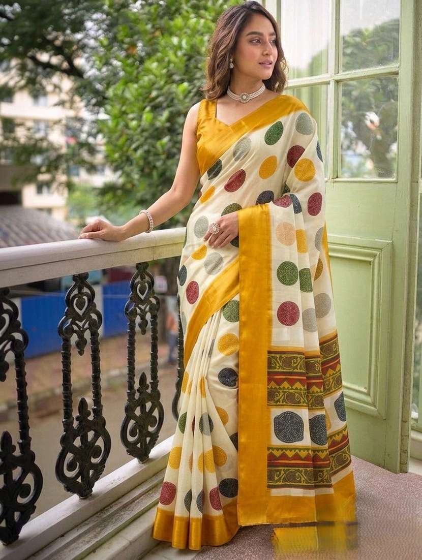 women printed casual wear saree with blouse