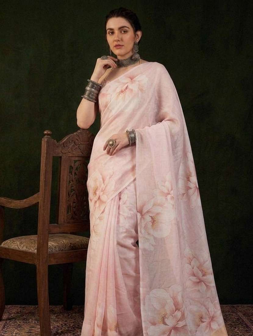 women printed casual wear saree with blouse