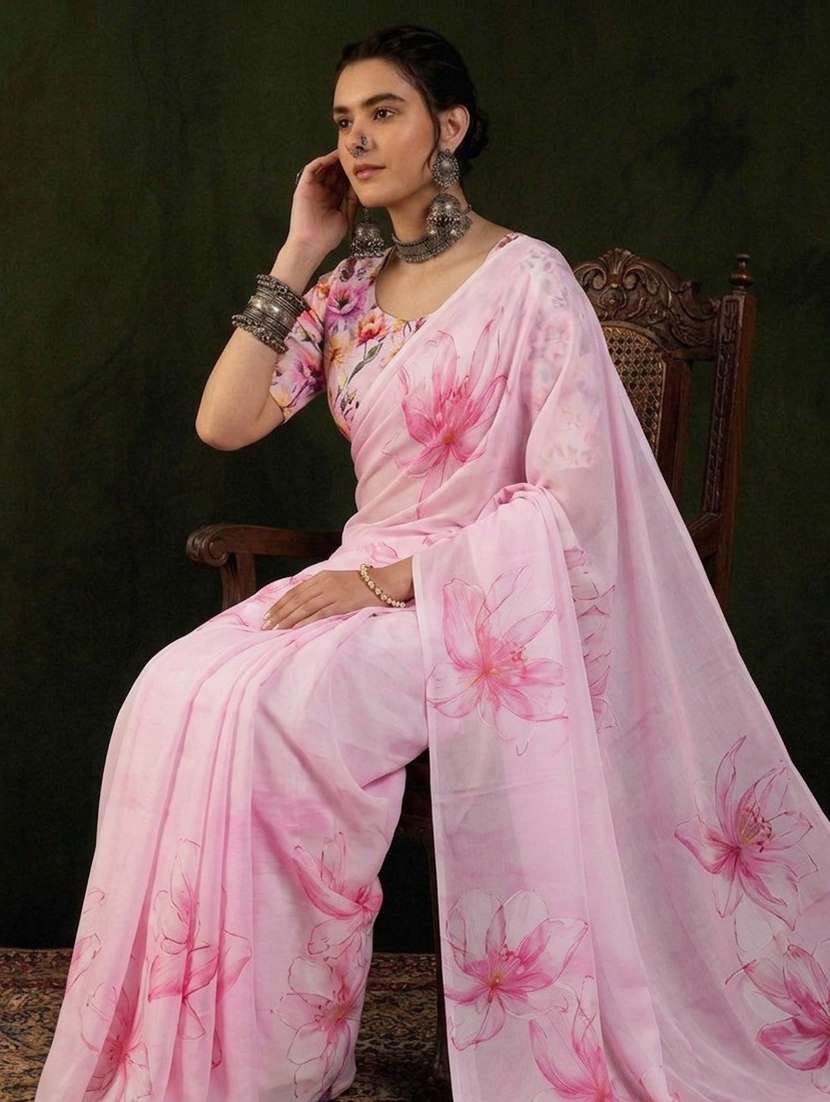 women printed casual wear saree with blouse - 22576719 -  Standard Image - 3