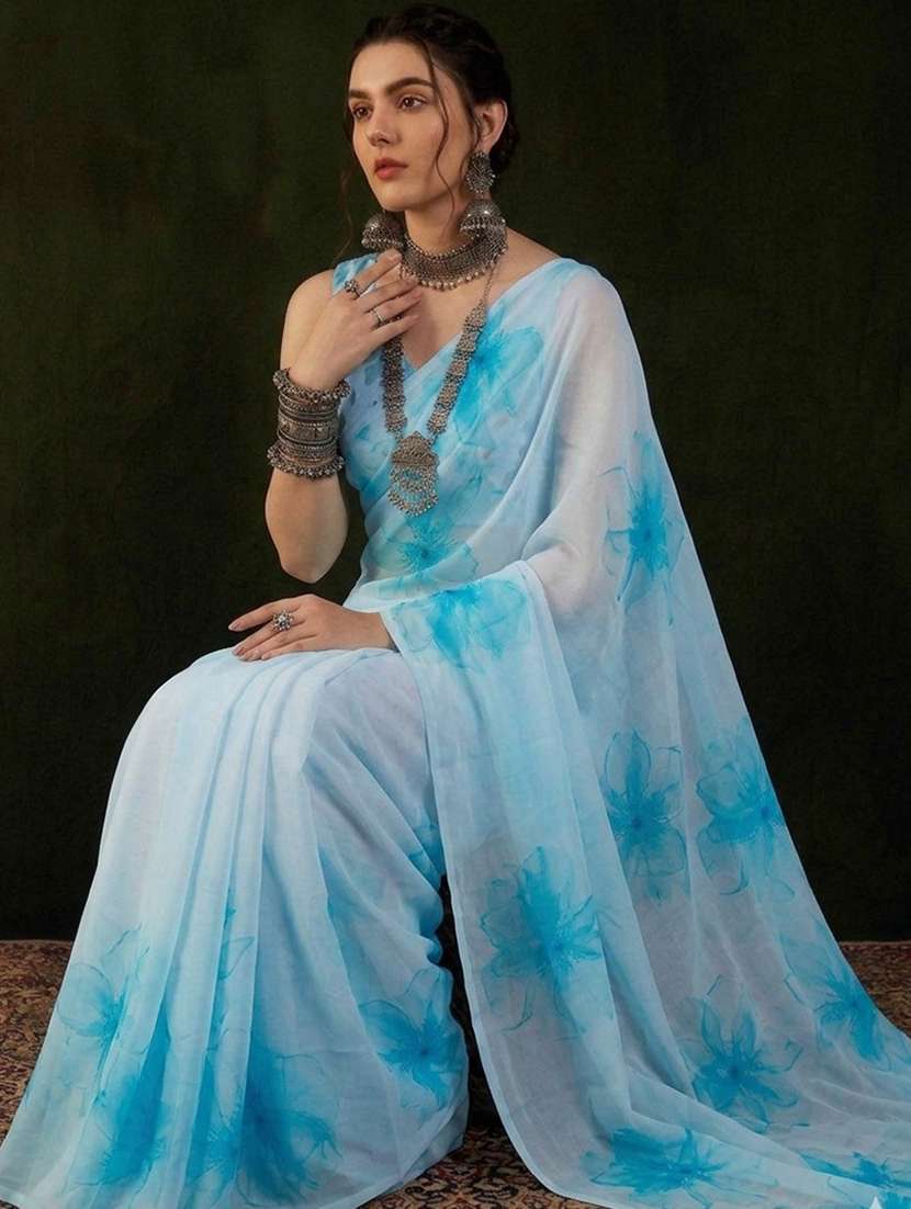 women printed casual wear saree with blouse - 22576720 -  Standard Image - 3
