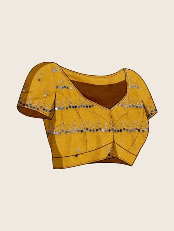 Women Solid With Work Embroidered Saree With Blouse - 22576750 -  Standard Image - 5