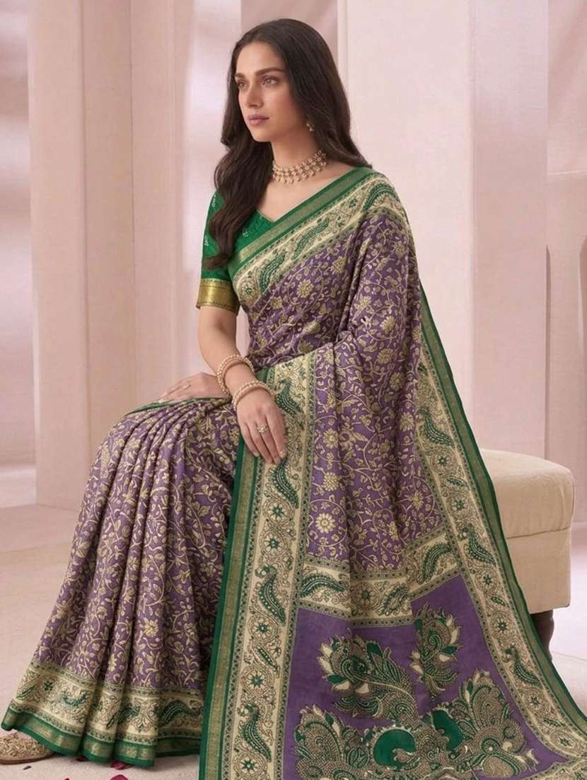 women printed casual wear saree with blouse - 22576796 -  Standard Image - 3