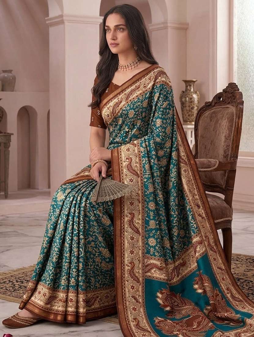 women printed casual wear saree with blouse - 22576800 -  Standard Image - 3