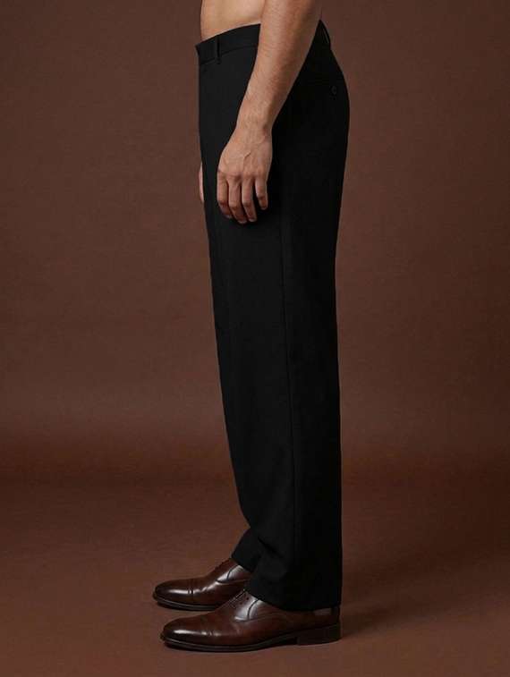 Men Solid Mid Rise Flat Front Trouser - 22576806 -  Standard Image - 3