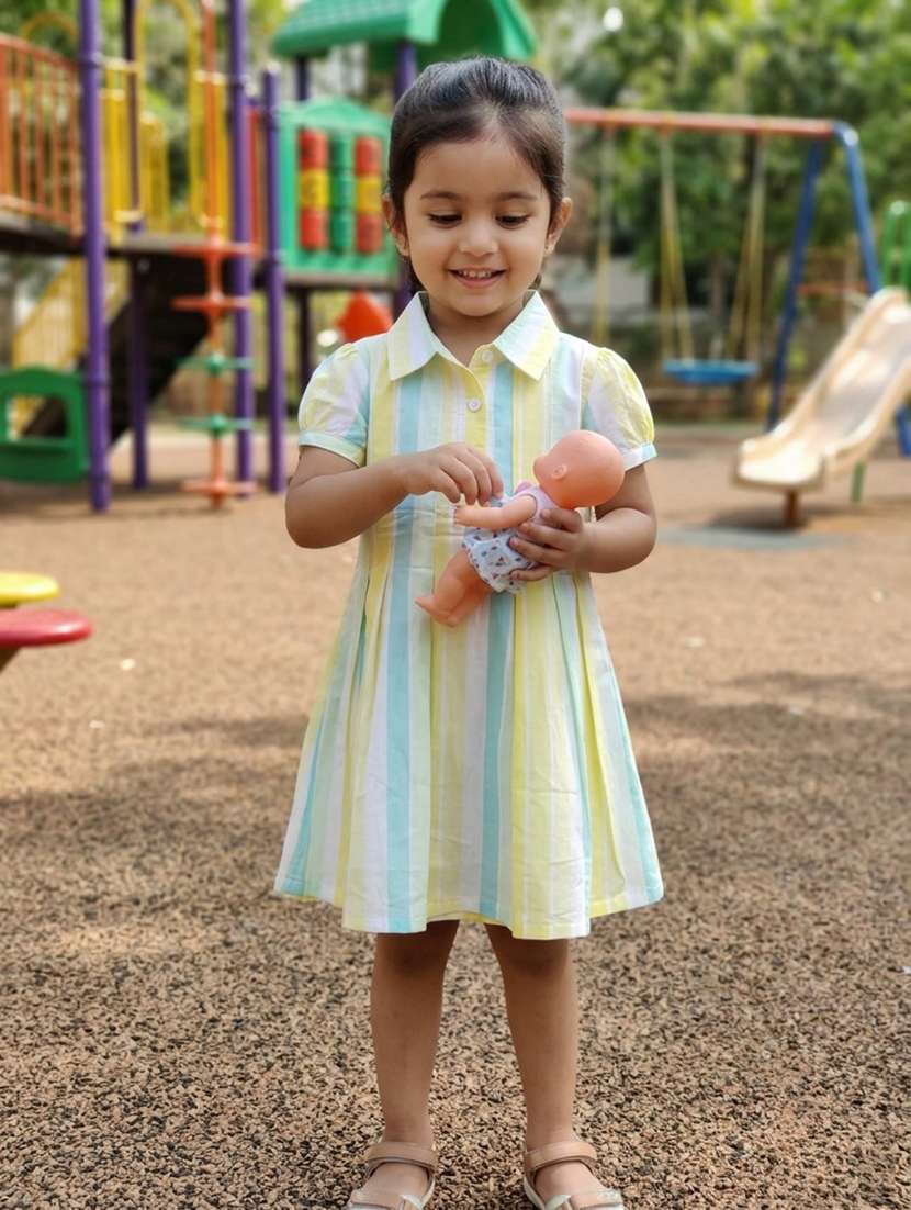 girls printed collared neck frock