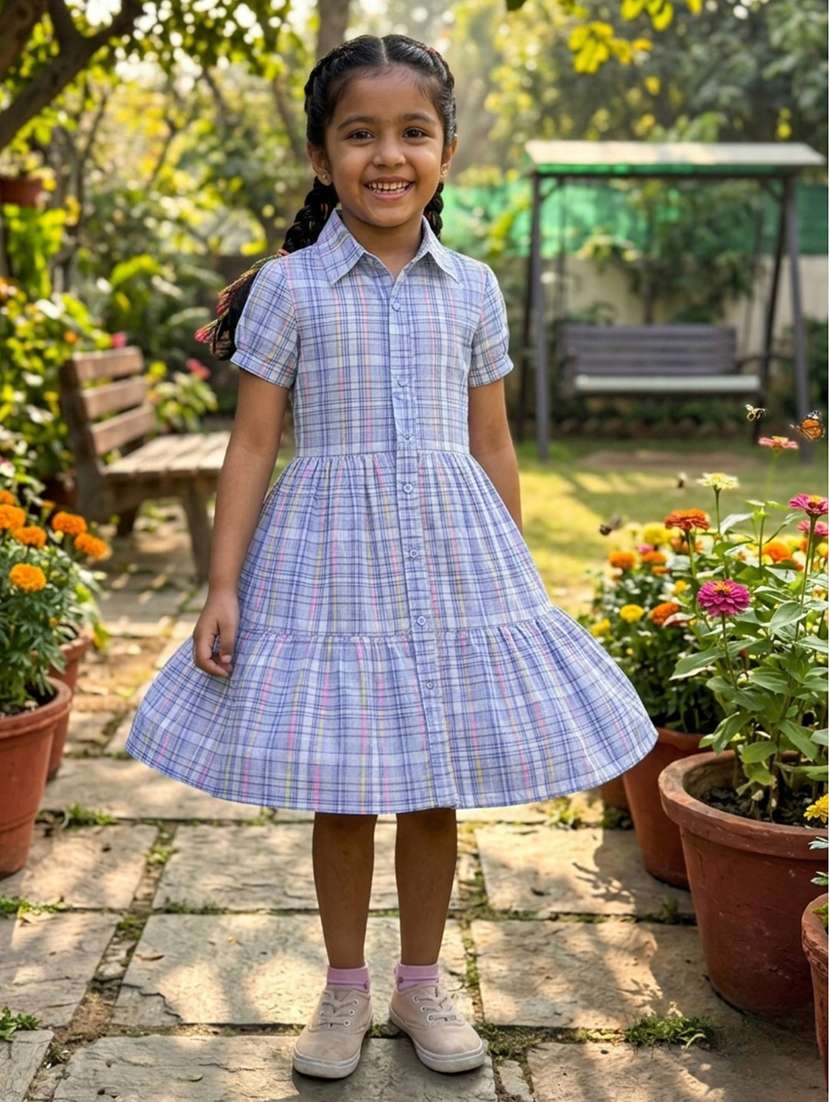 girls printed collared tiered frock
