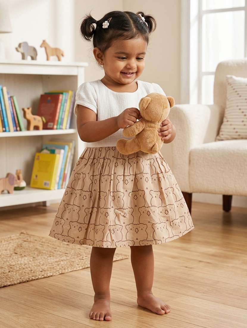 girls printed round neck frock