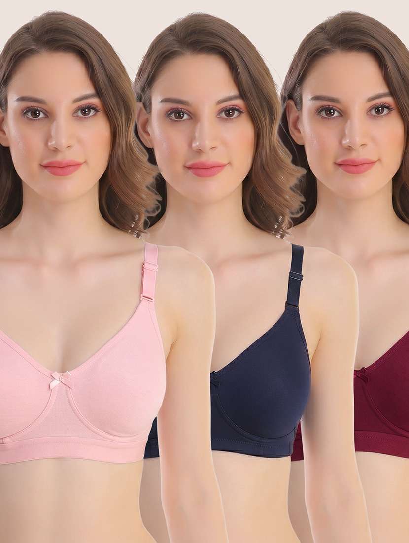 women pack of 3 solid full coverage minimizer bra
