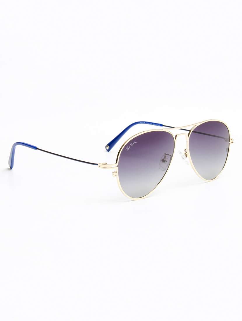 ted smith unisex aviator gold-grey graded metal sunglasses with polarised lens - 22576918 -  Standard Image - 3